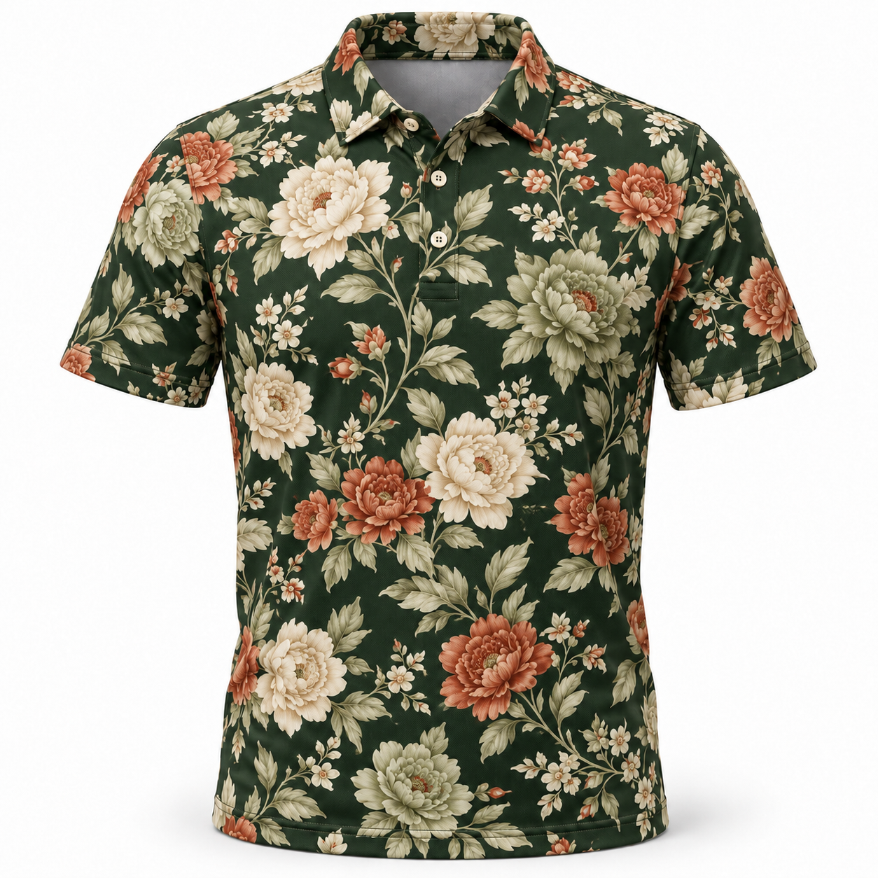 jk gp 009 vintage floral golf polo forest green jk gp 009 vintage floral golf polo forest green