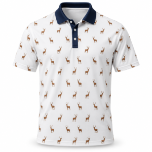 jk gp 013 deer repeat golf polo white