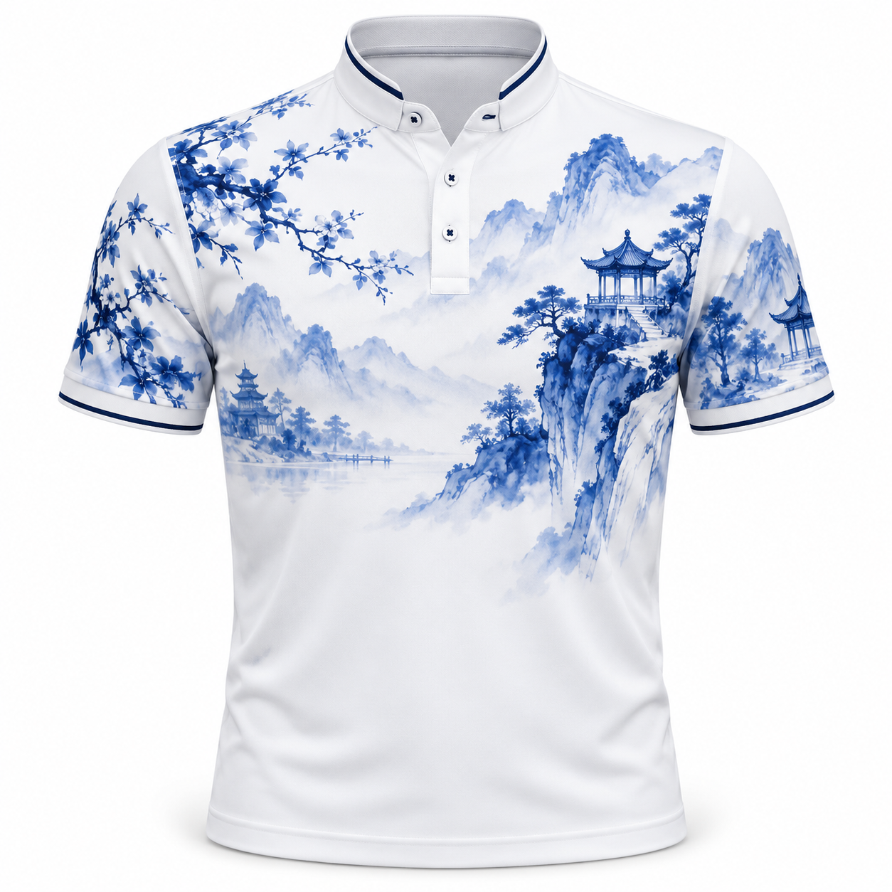 jk gp 015 blue porcelain print golf polo jk gp 015 blue porcelain print golf polo
