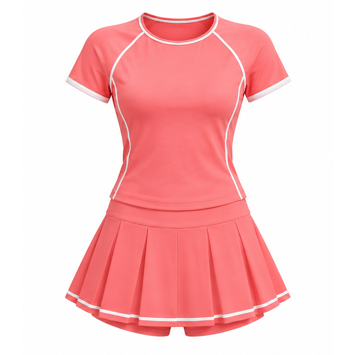 jk tn 002 womens top and skort set coral white jk tn 002 womens top and skort set coral white