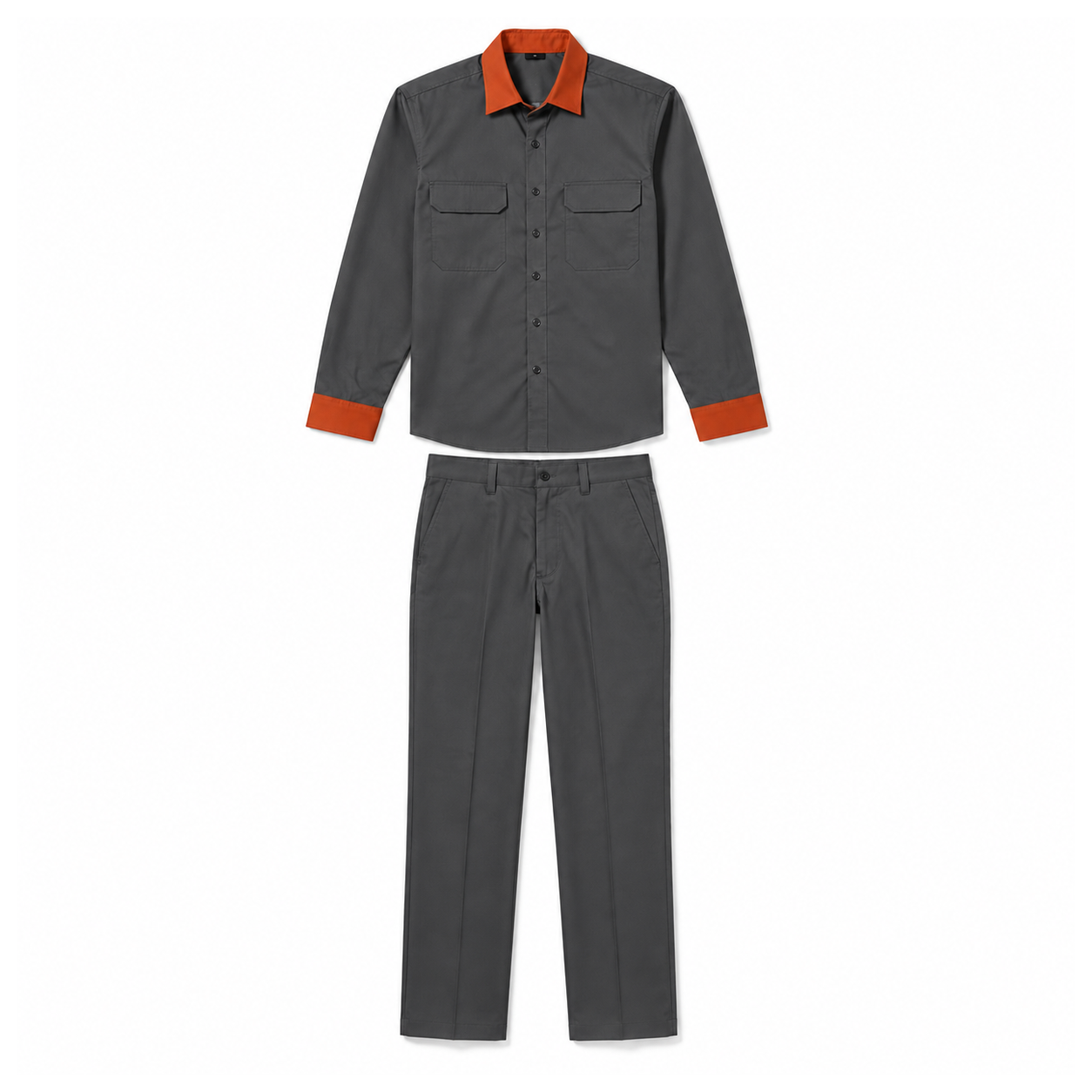 jk uw 003 two piece work uniform charcoal orange jk uw 003 two piece work uniform charcoal orange